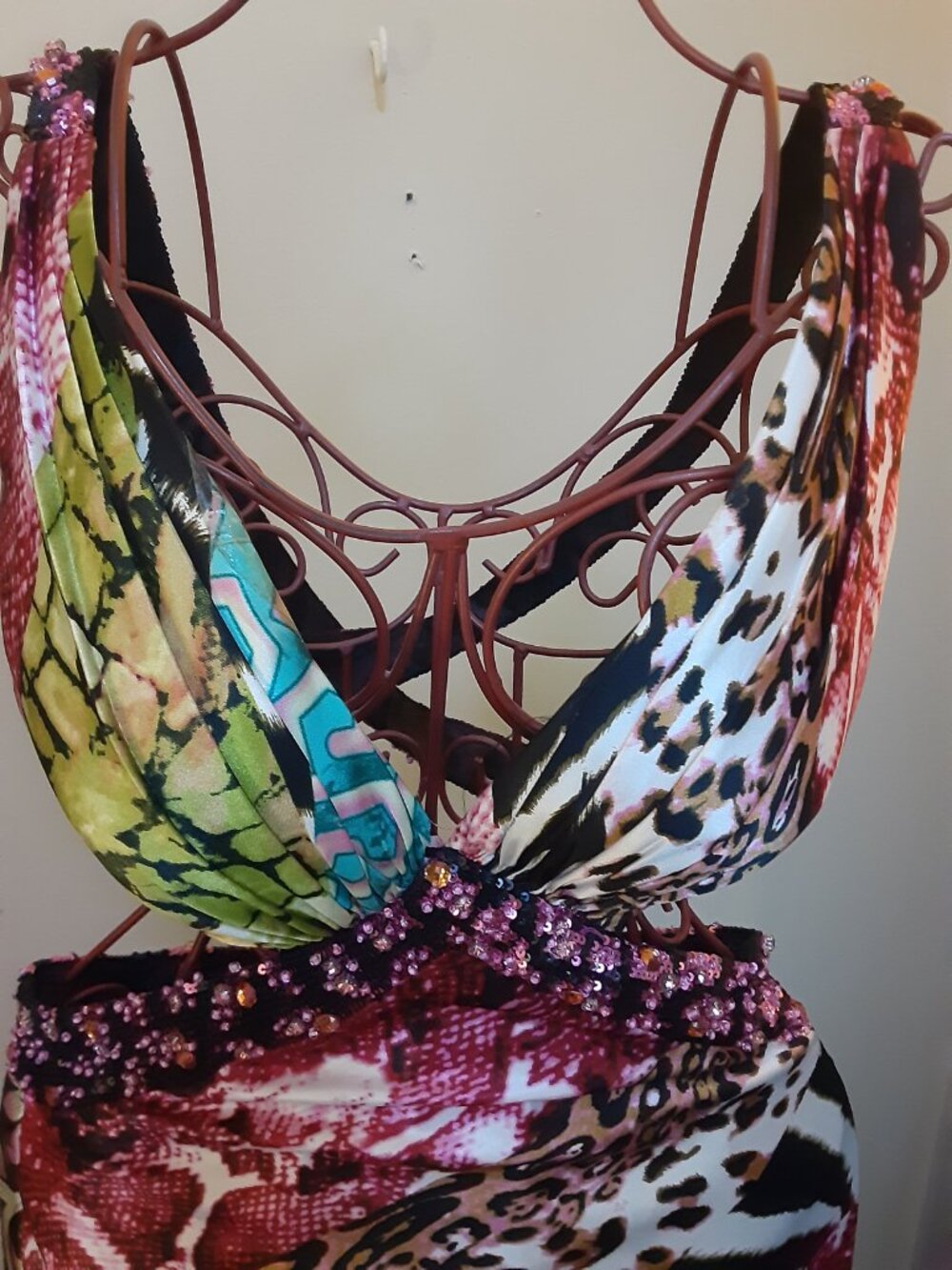 Mori Lee by Madeline Gardner formal sz 6 animal print cutout waist Y2K - Picture 2 of 16